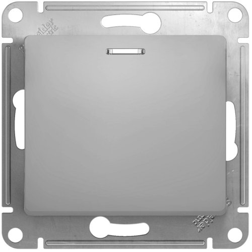 Выключатель с подсветкой без рамки Systeme Electric Glossa 1-кл. алюминий фото Выключатель с подсветкой без рамки Systeme Electric Glossa 1-кл. алюминий картинка